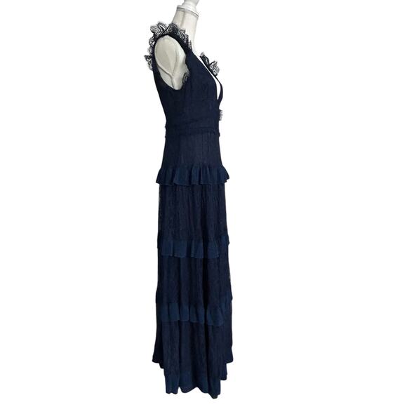 LULUS‎ Marvelous Darling Navy Blue Lace Ruffled Tiered Maxi Dress-Size M - Picture 5 of 9